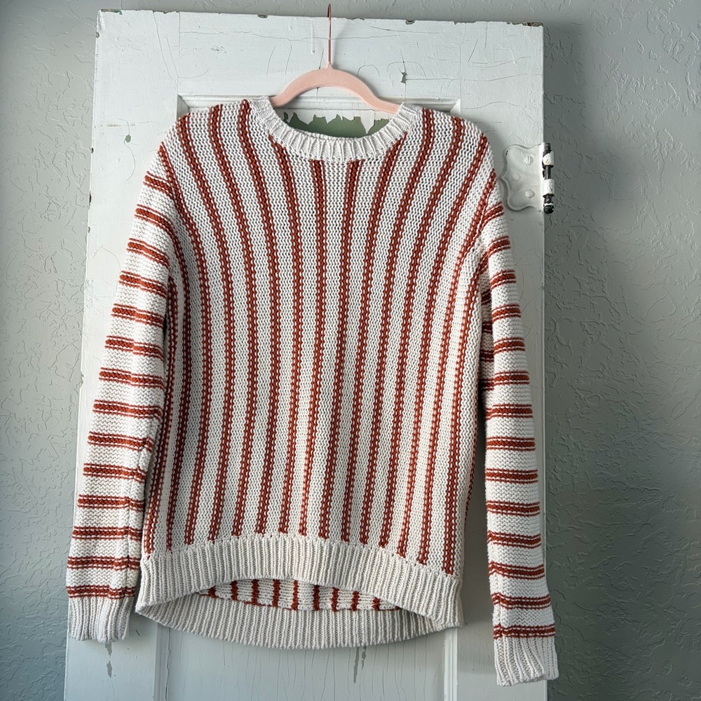 Nation LTD Orange and‎ White Striped Sweater